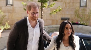The Duke and Duchess of Sussex attend a World Health Organization roundtable with key donors and humanitarian partners in Amman, Jordan, on Wednesday, February 25, 2026.