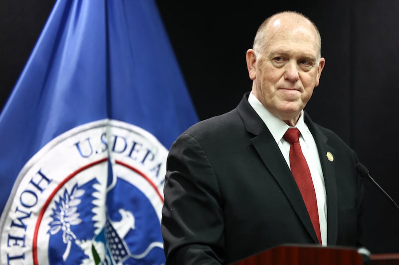 White House 'border czar' Tom Homan speaks during a press conference at the Bishop Henry Whipple Federal Building in Minneapolis, Minnesota, on February 4, 2026. Homan on Wednesday announced the removal of 700 immigration enforcement personnel from Minnesota after weeks of operations and the fatal shooting of two protesters that sparked outrage. Homan said the move would take effect "immediately," citing increased cooperation with local authorities, without specifying whether they would be taken out of the city of Minneapolis or elsewhere in the state. (Photo by CHARLY TRIBALLEAU / AFP via Getty Images)