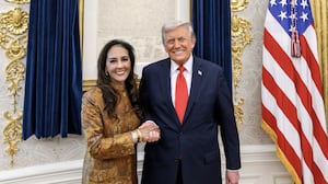 Harmeet Dhillon and Donald Trump.