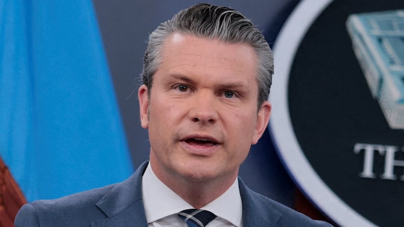 U.S. Secretary of Defense Pete Hegseth holds a briefing with Chairman of the Joint Chiefs of Staff General Dan Caine, amid the U.S.-Israeli war on Iran, at the Pentagon in Washington, D.C., U.S., March 19, 2026. REUTERS/Evan Vucci