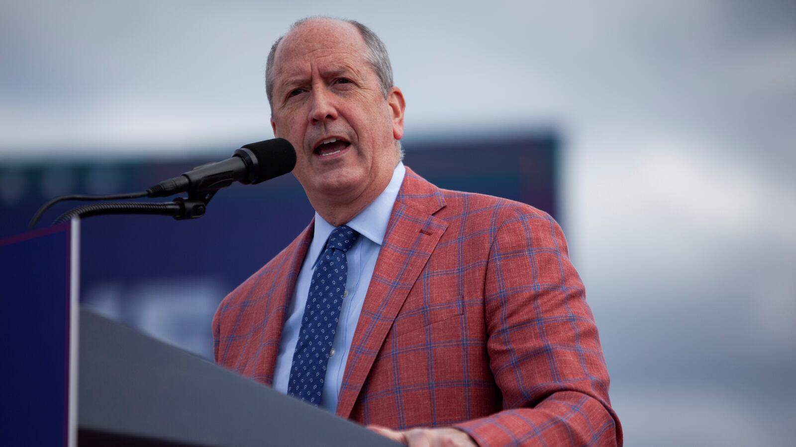 Dan Bishop speaks at a rally