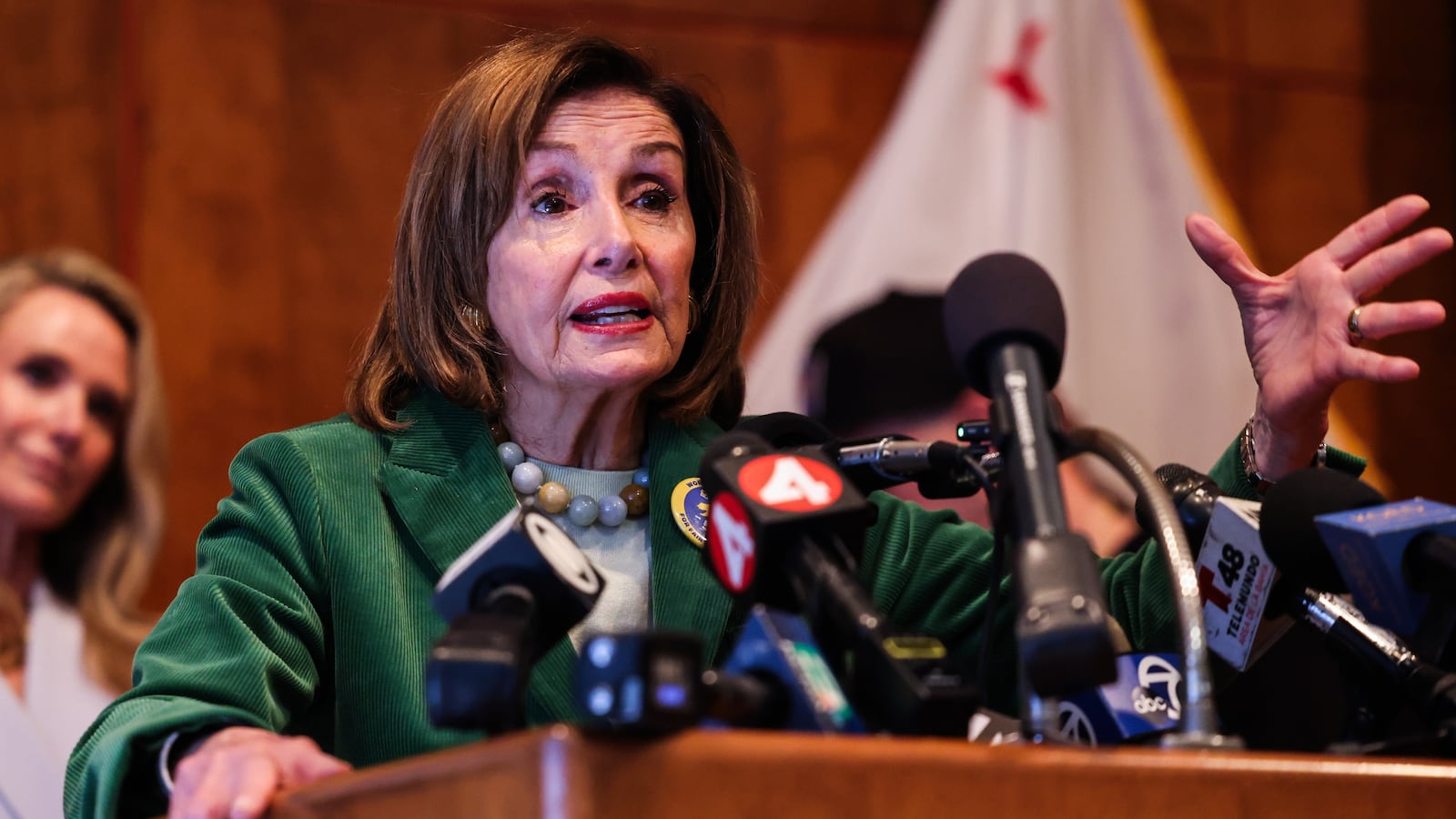 Rep. Nancy Pelosi, speaks during a campaign event in support of Proposition 50 in San Francisco, Monday, Nov. 3, 2025.