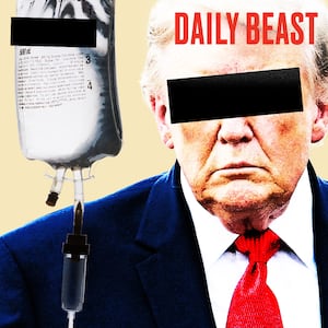 Donald Trump with an IV drip.