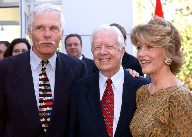 Ted Turner, Former President Jimmy Carter and Jane Fonda (Photo by R. Diamond/WireImage)