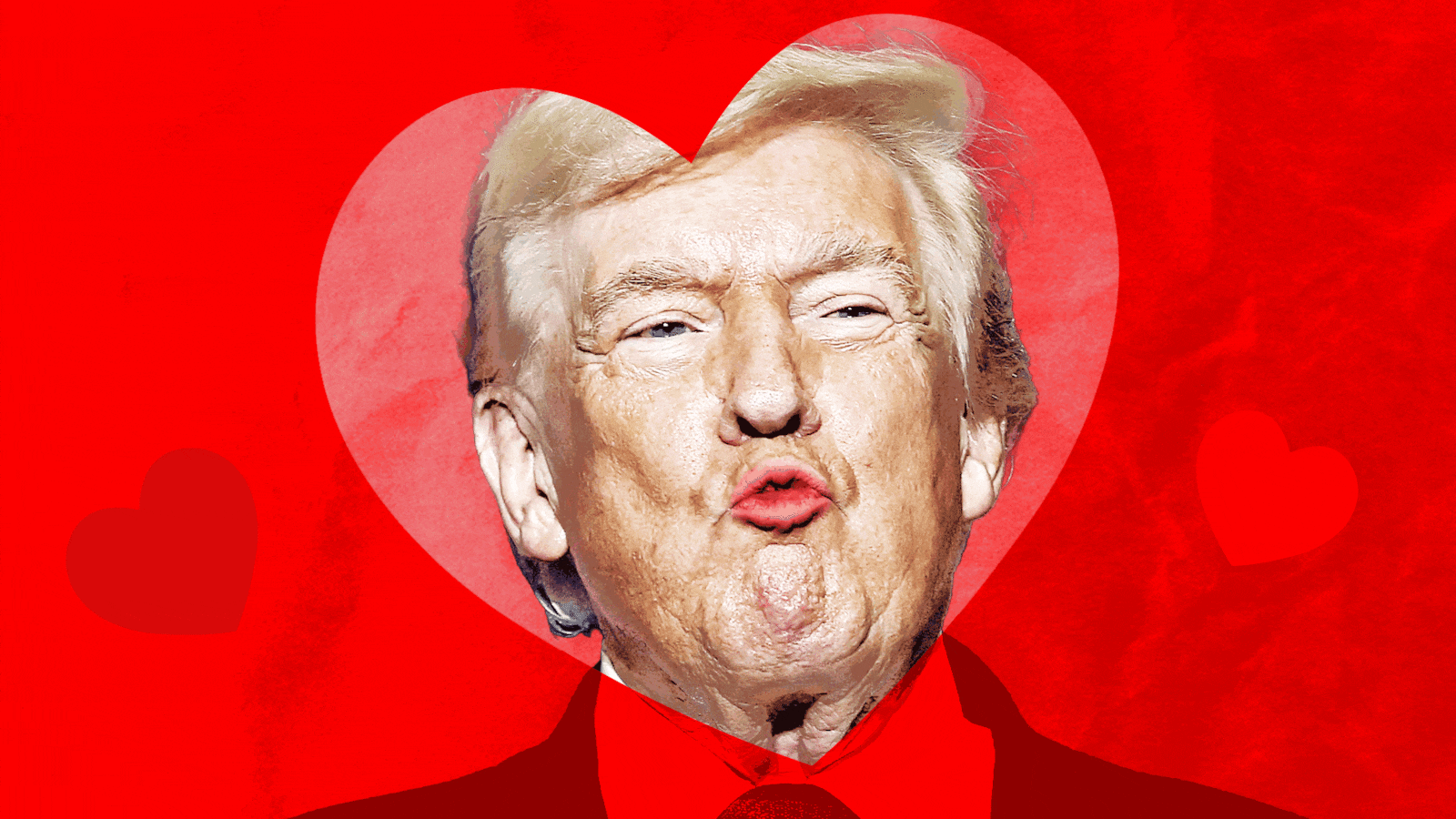 Donald Trump winks as he puckers up for a kiss.