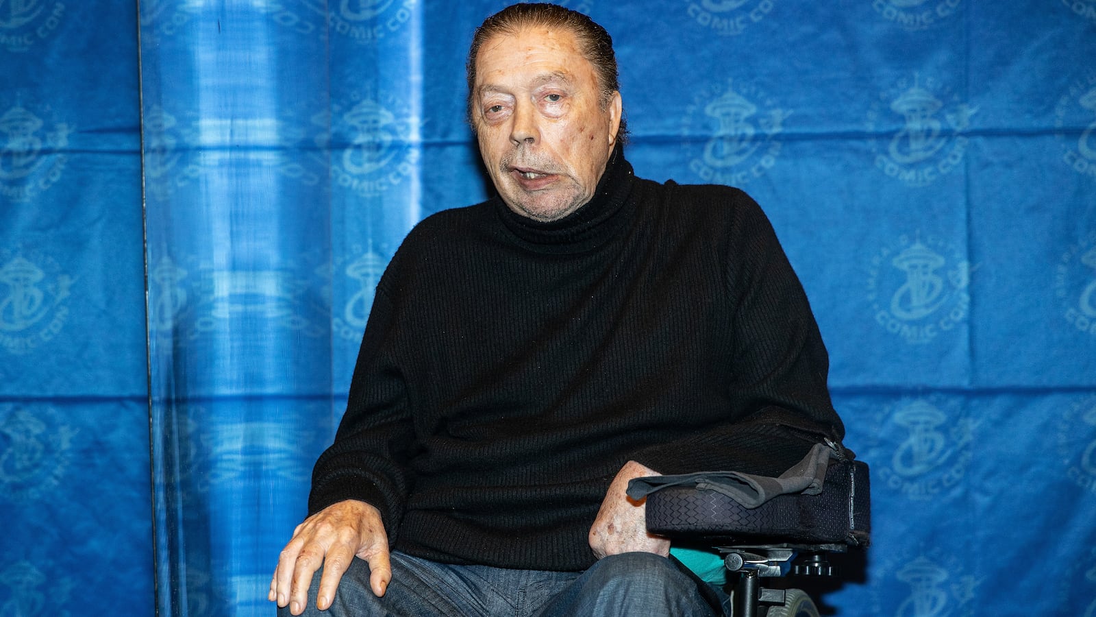 Actor Tim Curry poses for a photo during Emerald City Comic Con at Washington State Convention Center on December 04, 2021 in Seattle, Washington.