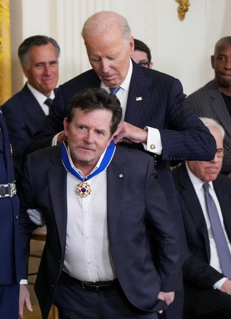 Michael J Fox receives the Presidential Medal of Freedom from President Joe Biden