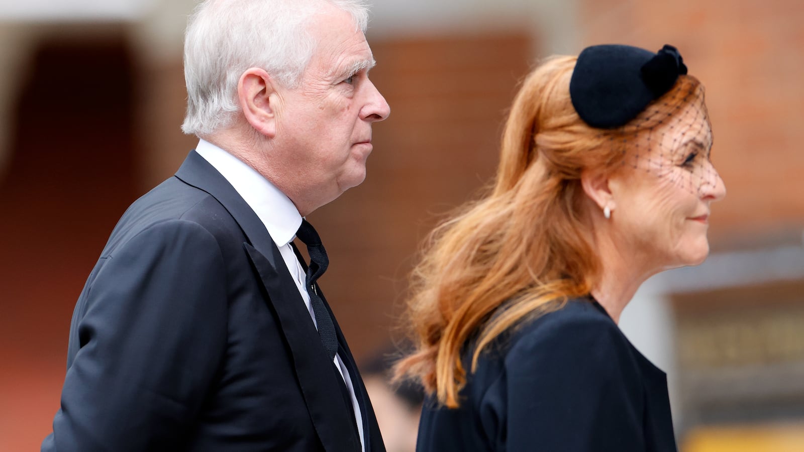 Former Prince Andrew and Sarah Ferguson, Duchess of York attend a funeral service at Westminster Cathedral on September 16, 2025 in London.
