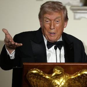 WASHINGTON, DC - DECEMBER 11: U.S. President Donald Trump delivers remarks during the Congressional Ball at the Grand Foyer of the White House on December 11, 2025 in Washington, DC. President Trump hosted congressional members at the White House to celebrate the holiday season. (Photo by Alex Wong/Getty Images)