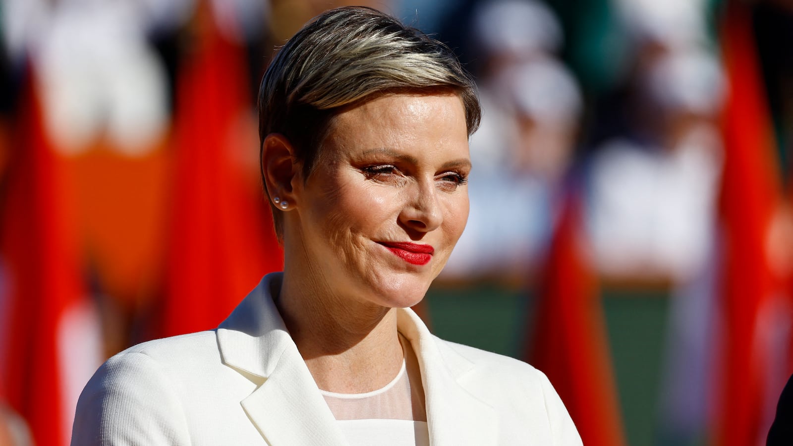 Princess Charlene of Monaco is pictured at the Monte Carlo Masters on April 16, 2023.