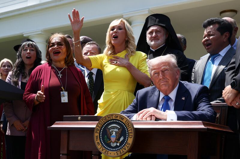 Trump held a National Day of Prayer event in May with senior adviser to the White House Faith Office Paula White, who speaks in tongues.