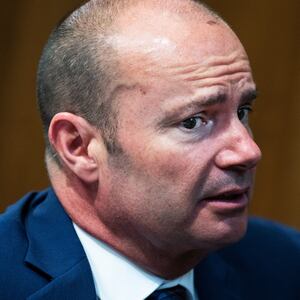 UNITED STATES - JUNE 18: Chairman Mike Lee, R-Utah, is seen during the Senate Energy and Natural Resources Committee hearing titled "The President's Budget Request for the U.S. Department of Energy for the FY2026," in Dirksen building on Wednesday, June 18, 2025. Secretary of Energy Chris Wright testified. (Tom Williams/CQ-Roll Call, Inc via Getty Images)