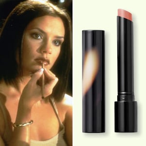 Victoria Beckham as Posh Spice in Spice World and Posh Lip lipstick.