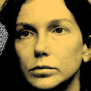 A photo illustration of Kaitlin Armstrong with a fingerprint overlaid