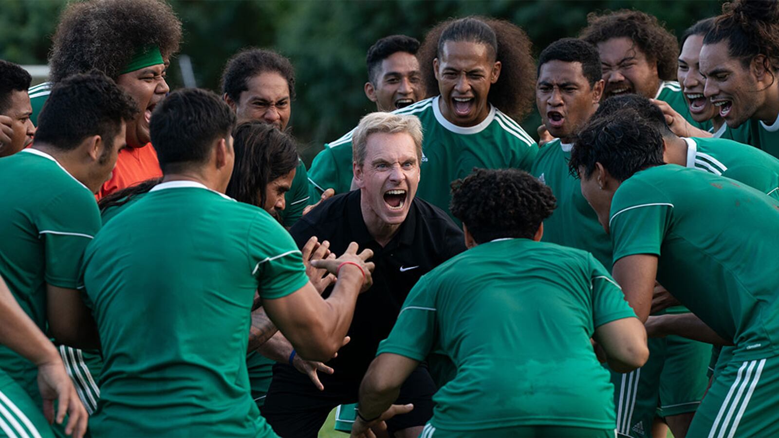 Michael Fassbender in the new Taika Waititi film Next Goal Wins.