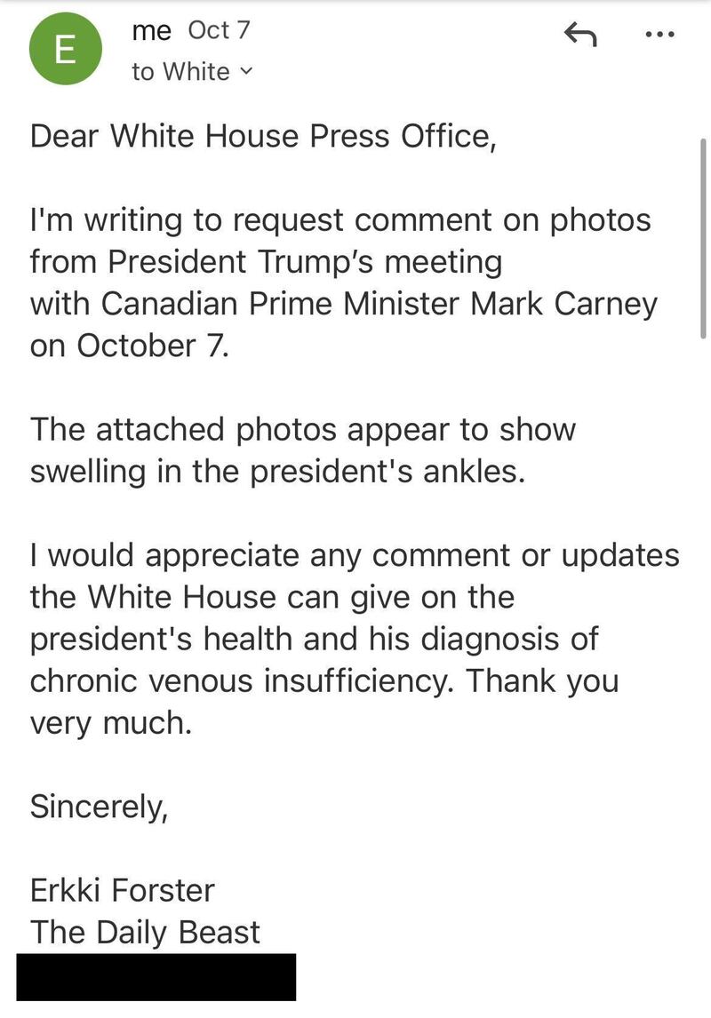 Request for comment correspondences between The Daily Beast and the Trump administration.