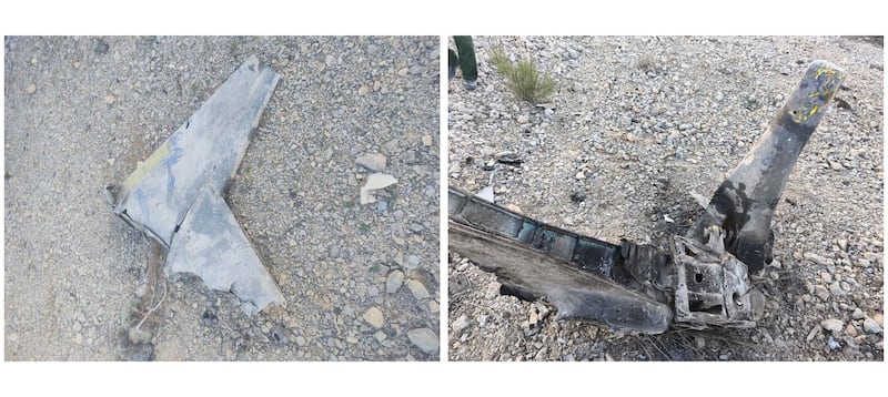 Images distributed by Iranian state media purportedly showing the wreckage of an f-15 fighter jet shot down by Iran