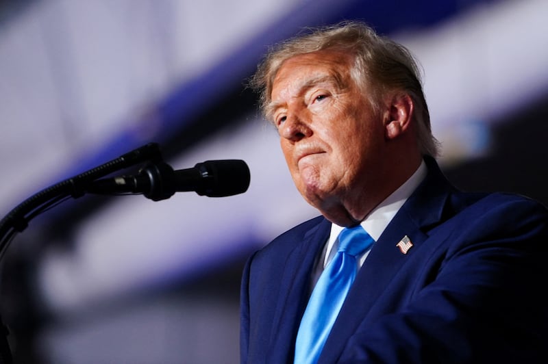 President Donald Trump during a rally at Pinnacle Bank Expo Center in Grand Island, Nebraska, October 5, 2026.