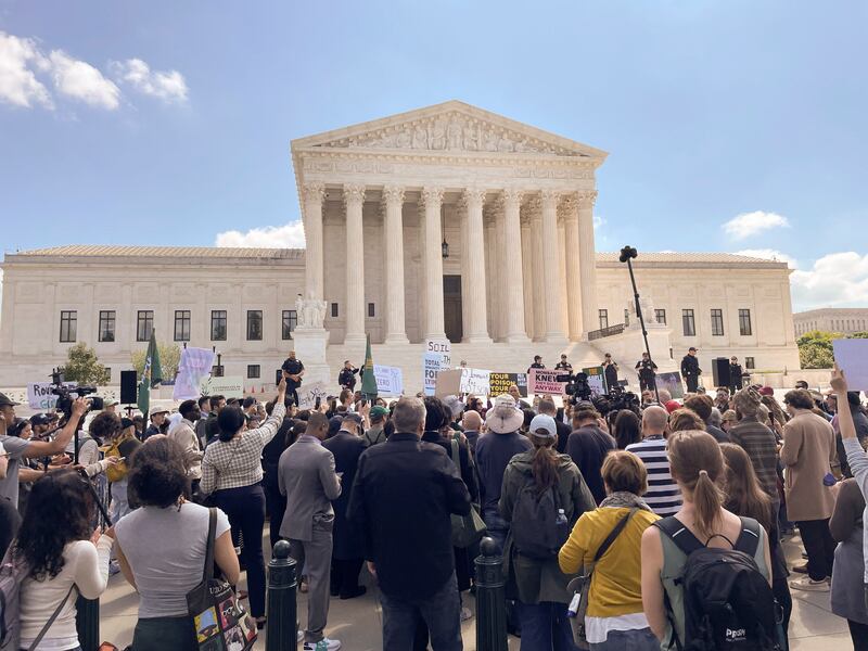 People who support the "Make America Healthy Again" movement rally against Bayer, the maker of Roundup weedkiller, outside the U.S. Supreme Court on the day the justices heard arguments in the German company’s effort to shut down thousands of lawsuits accusing it of failing to warn users that the active ingredient in this product allegedly causes cancer, in Washington, D.C., U.S., April 27, 2026
