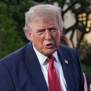 U.S. President Donald Trump looks towards a photographer during the Congressional Picnic at the White House in Washington, D.C., U.S., May 19, 2026.