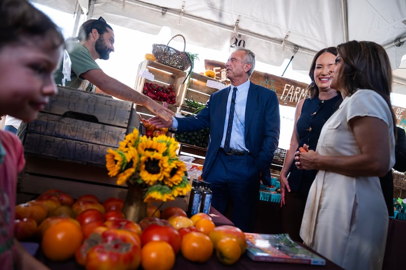 HHS Secretary Robert F. Kennedy Jr., Secretary of Agriculture Brooke Rollins, second from right, and Rachel Campos-Duffy