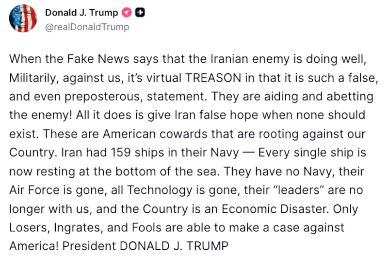Donald Trump Truth Social post