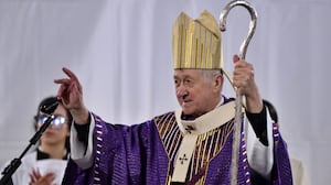 Cardinal Blase J. Cupich, Archbishop of Chicago, leads a Mass and peaceful procession through the streets following an outdoor Ash Wednesday Mass on February 18, 2026