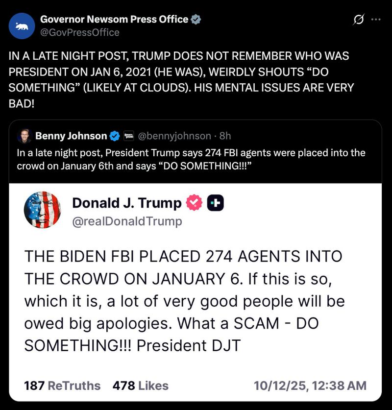 Newsom's jab at Trump.