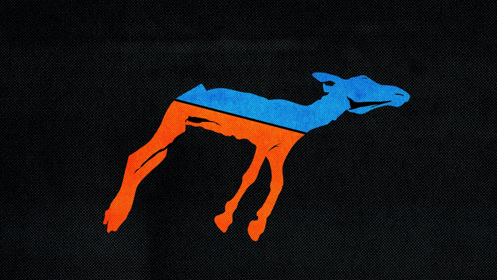 Illustration of a dead democratic donkey on a dark background