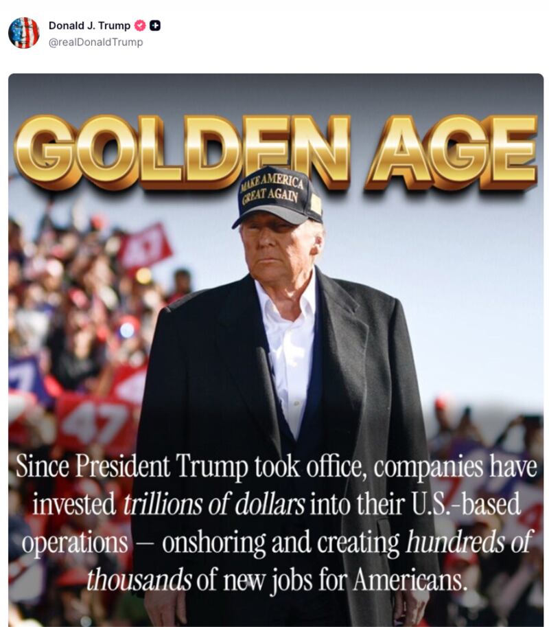 A screen grab of President Trump's Golden Age post.