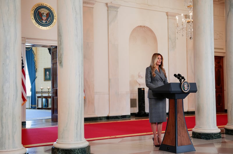 Trump delivers remarks regarding the late financier and convicted sex offender Jeffrey Epstein from the Grand Foyer of the White House. One of Epstein's victims has since called on her husband to testify before Congress.