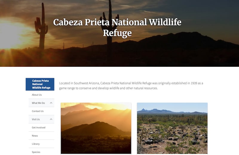The website of the Cabeza Prieta National Wildlife Refuge.