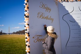 New protest art referencing the Epstein files and President Trump was installed on 3rd Street SW along the National Mall.