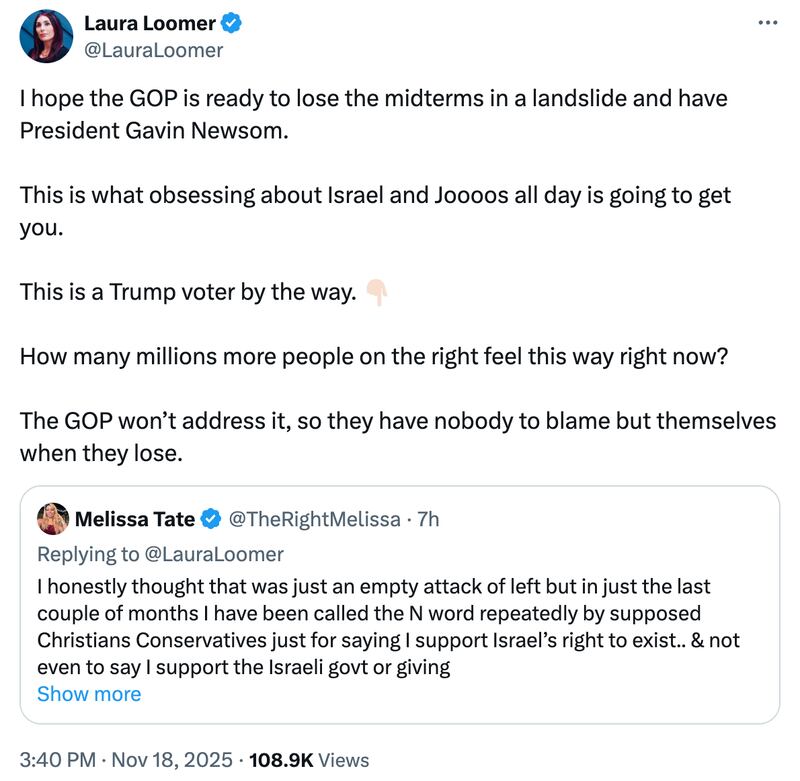 Laura Loomer's X post