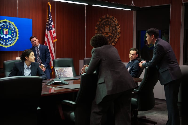 Emmy Rossum, Jake Lacy, Scoot McNairy, and Rob Yang.