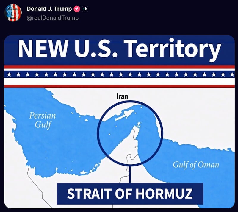 He declared the Strait of Hormuz U.S. territory.