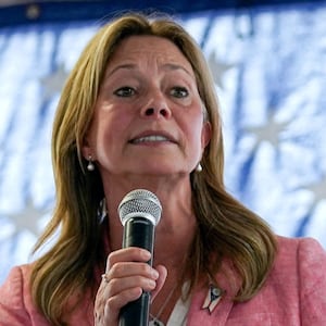 Picture taken on September 5, 2026, shows Democratic gubernatorial candidate for Ohio, Amy Acton speaking during the AFL-CIO Central Labor Council's Labor Day picnic at Stricker's Grove in Hamilton, Ohio, U.S.