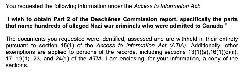 An e-mail from Library and Archives Canada.