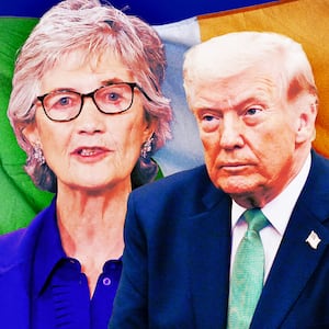 A photo illustration of Irish president Catherine Connolly and Donald Trump.