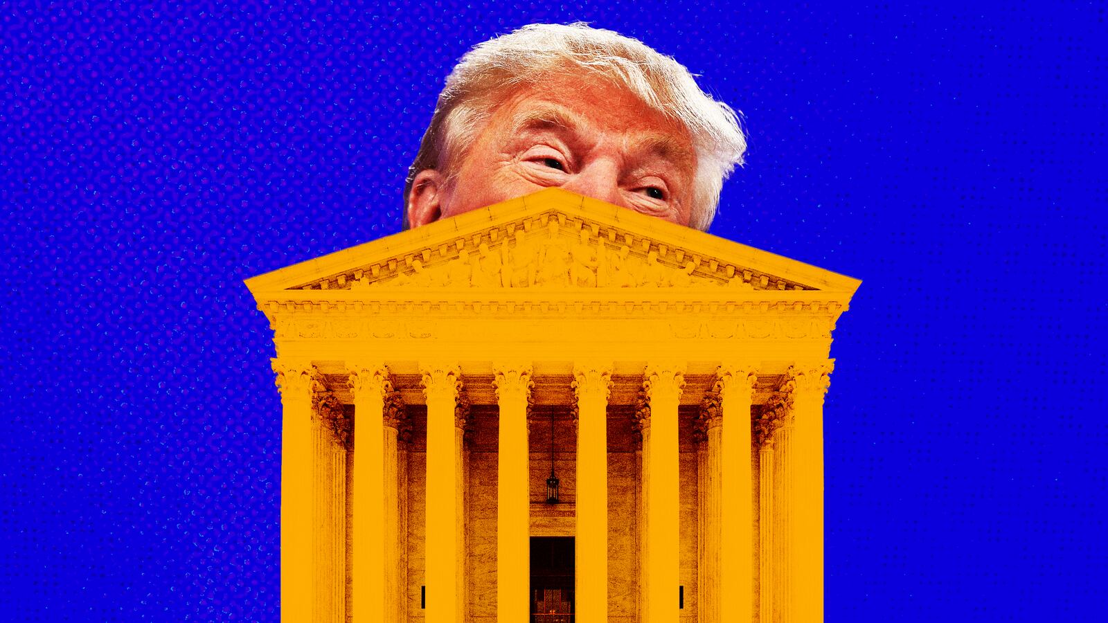 A photo illustration of former President Donald Trump and the Supreme Court.