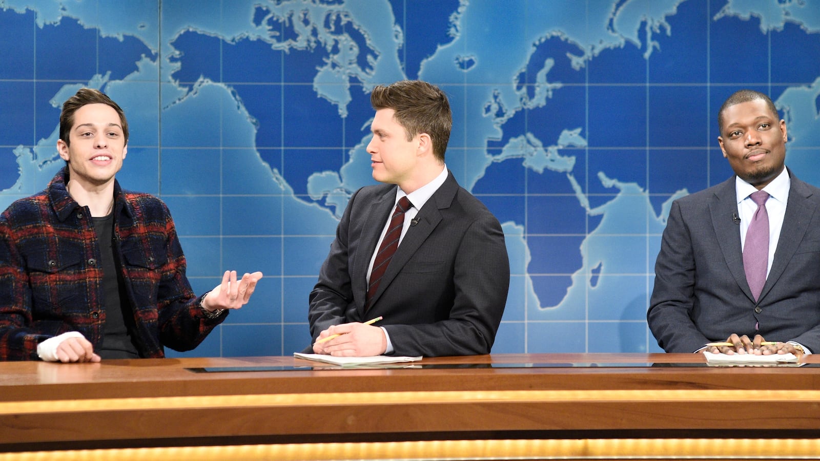 Pete Davidson, Colin Jost, and Michael Che.