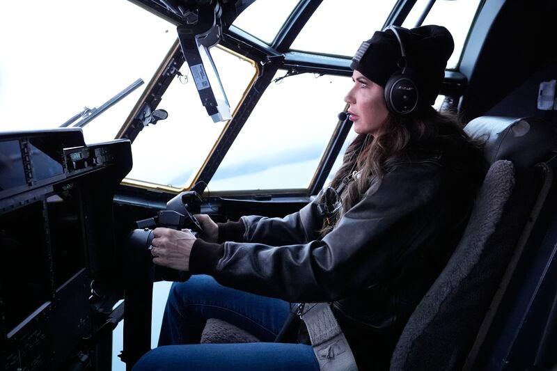 Noem helped fly an HC-130J during an aerial tour at Alaska's US Coast Guard Air Station Kodiak in March.