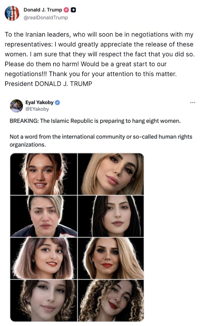 Trump took credit for the release of women arrested for protesting against the Tehran regime.