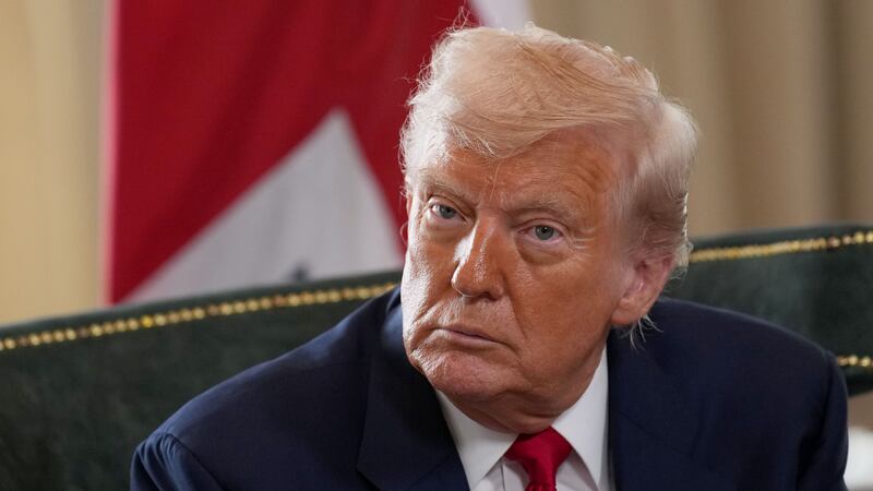 TURNBERRY, SCOTLAND - JULY 28: U.S. President Donald Trump listens as he meets British Prime Minister Keir Starmer for bilateral talks at Trump Turnberry golf club on July 28, 2025 in Turnberry, Scotland. The pair are meeting at Turnberry before traveling together to Aberdeenshire to have a private dinner at another Trump-owned golf club. President Trump is visiting Scotland in a trip that’s part-vacation, part-work, as he stays at his Trump Turnberry golf course, followed by the Trump International Golf Links in Aberdeenshire, between July 25 to 29.