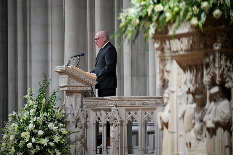 Cardiologist Dr. Jonathan Reiner delivers remarks during the funeral service of former Vice President Dick Cheney at the National Cathedral on November 20, 2025 in Washington, DC.