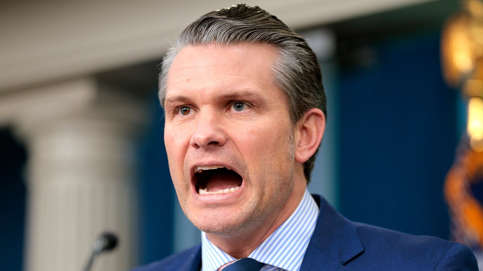 Secretary of Defense Pete Hegseth speaks to reporters about the collision of an American Airlines flight with a military Black Hawk helicopter near Ronald Reagan National Airport, at the White House on Jan. 30, 2025 in Washington, DC.