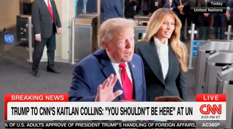 Donald Trump lashes out at CNN reporter Kaitlan Collins at the UN.