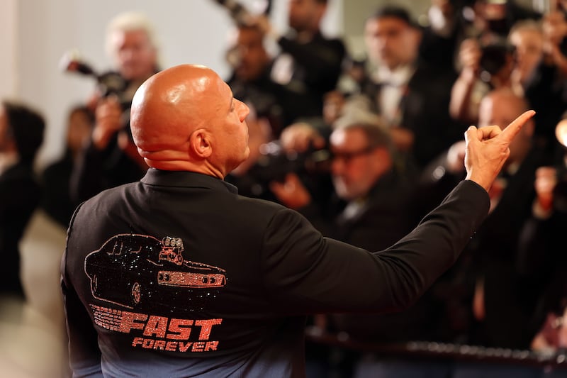 Vin Diesel attends "The Fast And The Furious" 25th Anniversary photocall during the 79th annual Cannes Film Festival at Palais des Festivals on May 13, 2026 in Cannes, France.