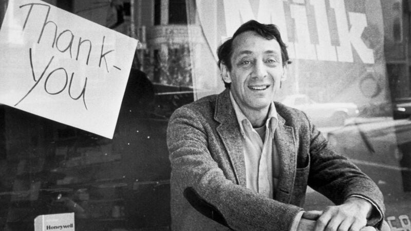 Harvey Milk (1930 - 1978), an openly gay member of the San Francisco Board of Supervisors, sits outside his camera shop in San Francisco, November 9, 1977. Milk was shot and killed, along with San Francisco Mayor George Moscone, at City Hall on 27th November 1978. Dan White, who had recently resigned from the board and then sought reappointment, turned himself in to police shortly after the shooting. Milk was the leader of the opposition to White's reappointment.