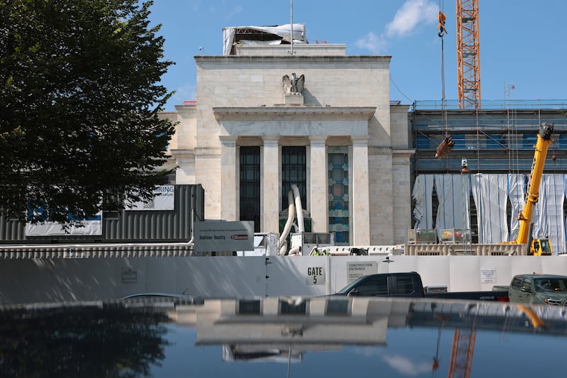 The Federal Reserve building is seen as it remains under construction on July 17, 2025.